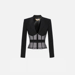 Giacca in crepe e tulle - Elisabetta Franchi GI13151E3 110 ELISABETTA FRANCHI 