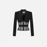 Giacca in crepe e tulle - Elisabetta Franchi GI13151E3 110 ELISABETTA FRANCHI 