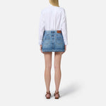 Minigonna in denim con ricamo floreale - Elisabetta Franchi GJ34N51E2 R34 ELISABETTA FRANCHI 