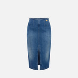 Gonna in denim con spacco - Elisabetta Franchi GJ35N51E2 139 ELISABETTA FRANCHI 