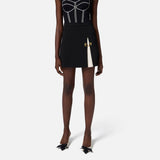 Gonna in crepe bicolore - Elisabetta Franchi GO07951E2 685 ELISABETTA FRANCHI 