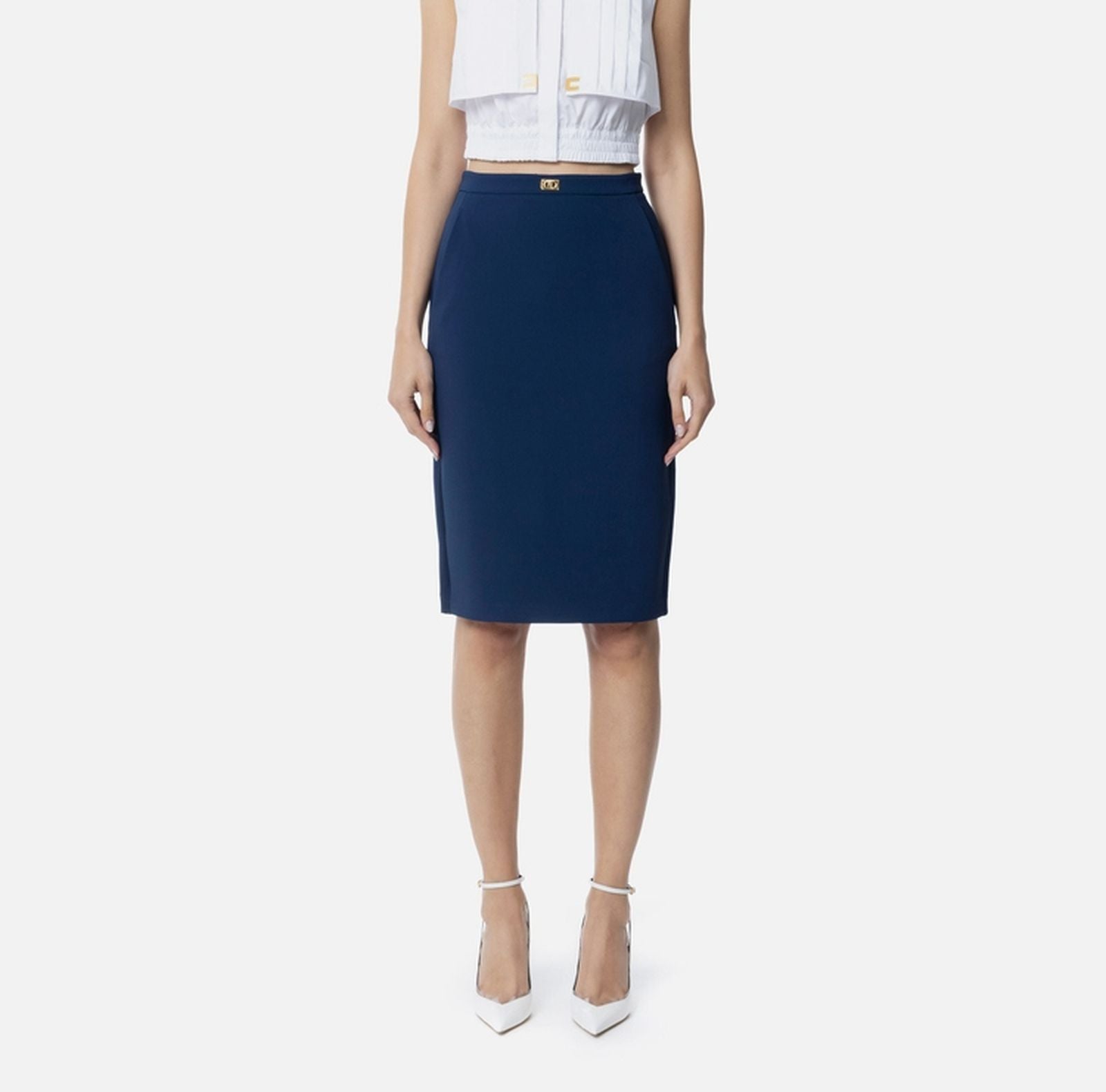 Gonna con bande in raso - Elisabetta Franchi GO09951E2 DC8 ELISABETTA FRANCHI 