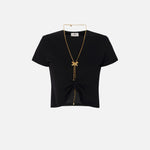 Maglia in jersey con collana a fiocco - Elisabetta Franchi MA00651E2 110 ELISABETTA FRANCHI 