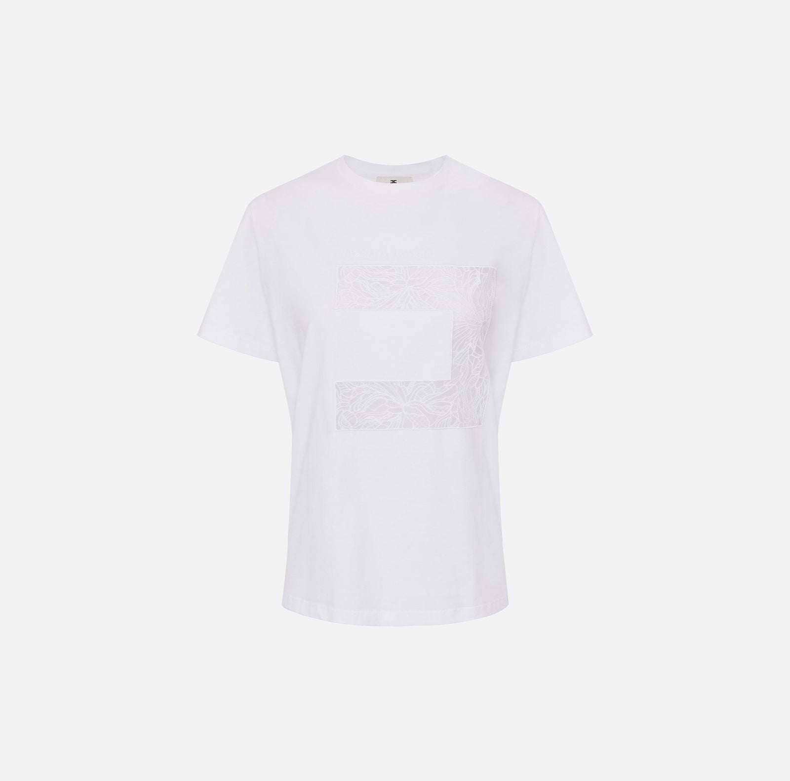 T-shirt in voile ricamato - Elisabetta Franchi MA03151E1 270 ELISABETTA FRANCHI 