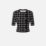 Maglia cardigan in jacquard logo - Elisabetta Franchi MK60B51E2 E84 ELISABETTA FRANCHI 