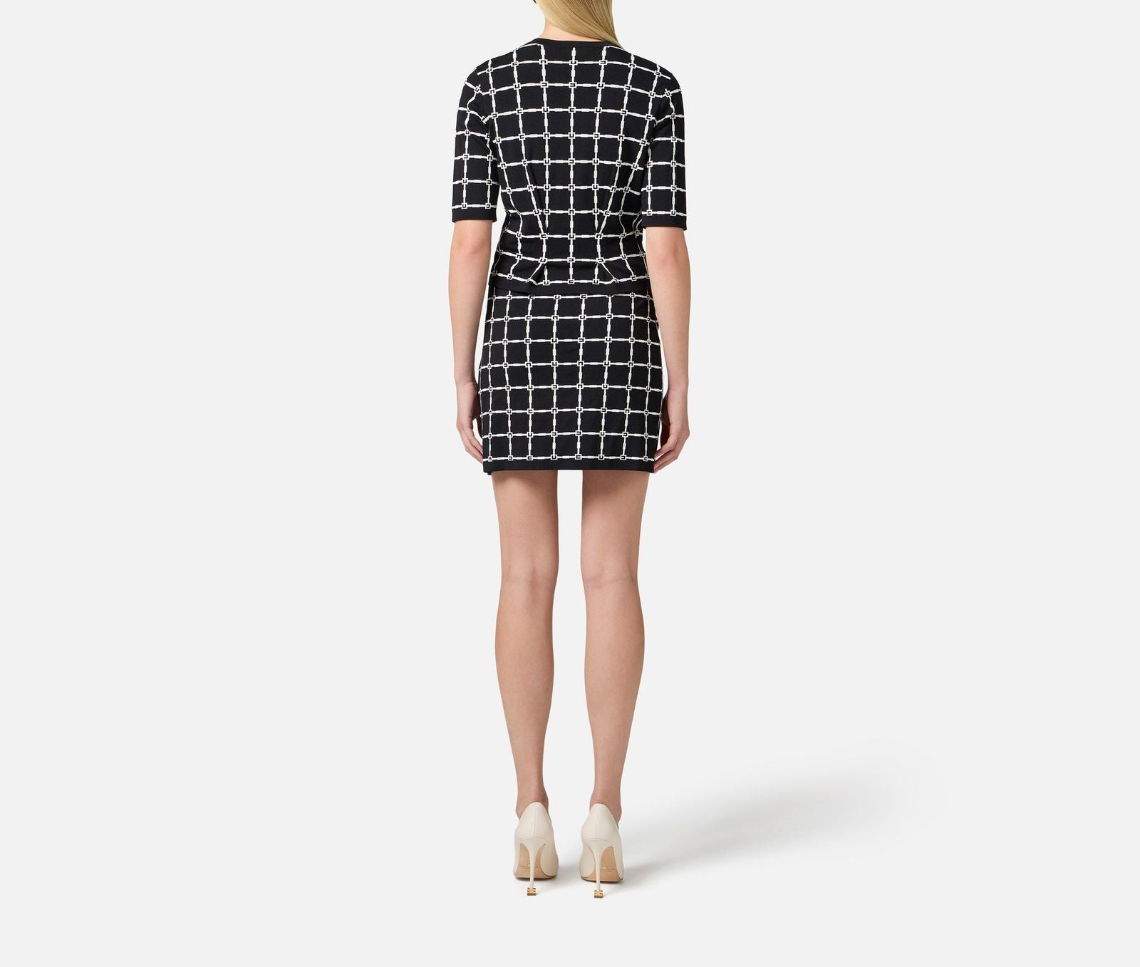 Maglia cardigan in jacquard logo - Elisabetta Franchi MK60B51E2 E84 ELISABETTA FRANCHI 