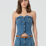 Bustier slim fit in denim - Fracomina FP25SJ5020D46002 258 FRACOMINA 