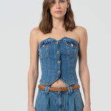 Bustier slim fit in denim - Fracomina FP25SJ5020D46002 258 FRACOMINA 