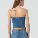 Bustier slim fit in denim - Fracomina FP25SJ5020D46002 258 FRACOMINA 