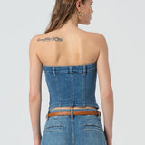 Bustier slim fit in denim - Fracomina FP25SJ5020D46002 258 FRACOMINA 