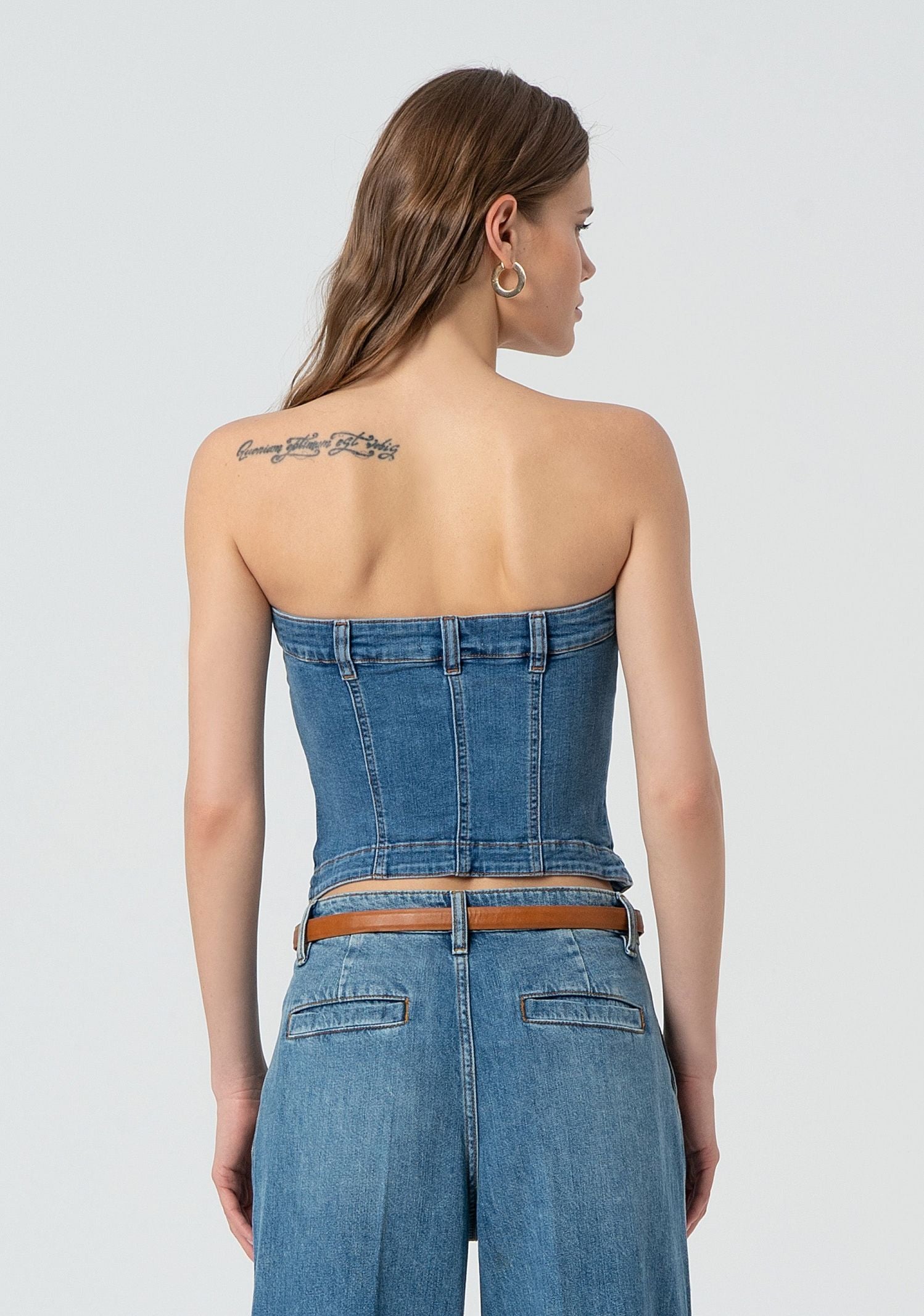 Bustier slim fit in denim - Fracomina FP25SJ5020D46002 258 FRACOMINA 