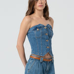 Bustier slim fit in denim - Fracomina FP25SJ5020D46002 258 FRACOMINA 