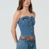 Bustier slim fit in denim - Fracomina FP25SJ5020D46002 258 FRACOMINA 