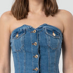 Bustier slim fit in denim - Fracomina FP25SJ5020D46002 258 FRACOMINA 