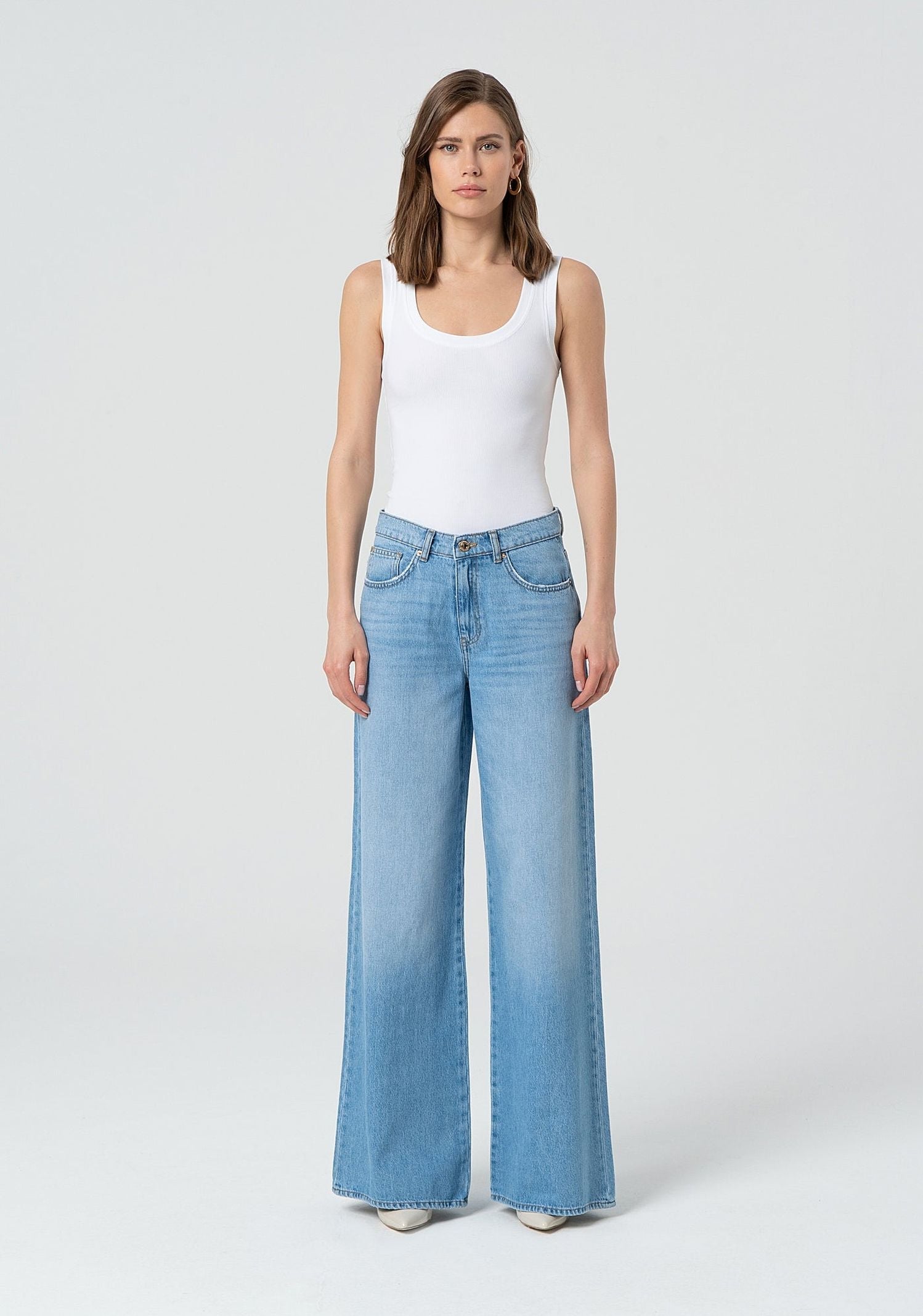 Jeans wide leg lavaggio chiaro - Fracomina FP25SV3015D41903 062 FRACOMINA 