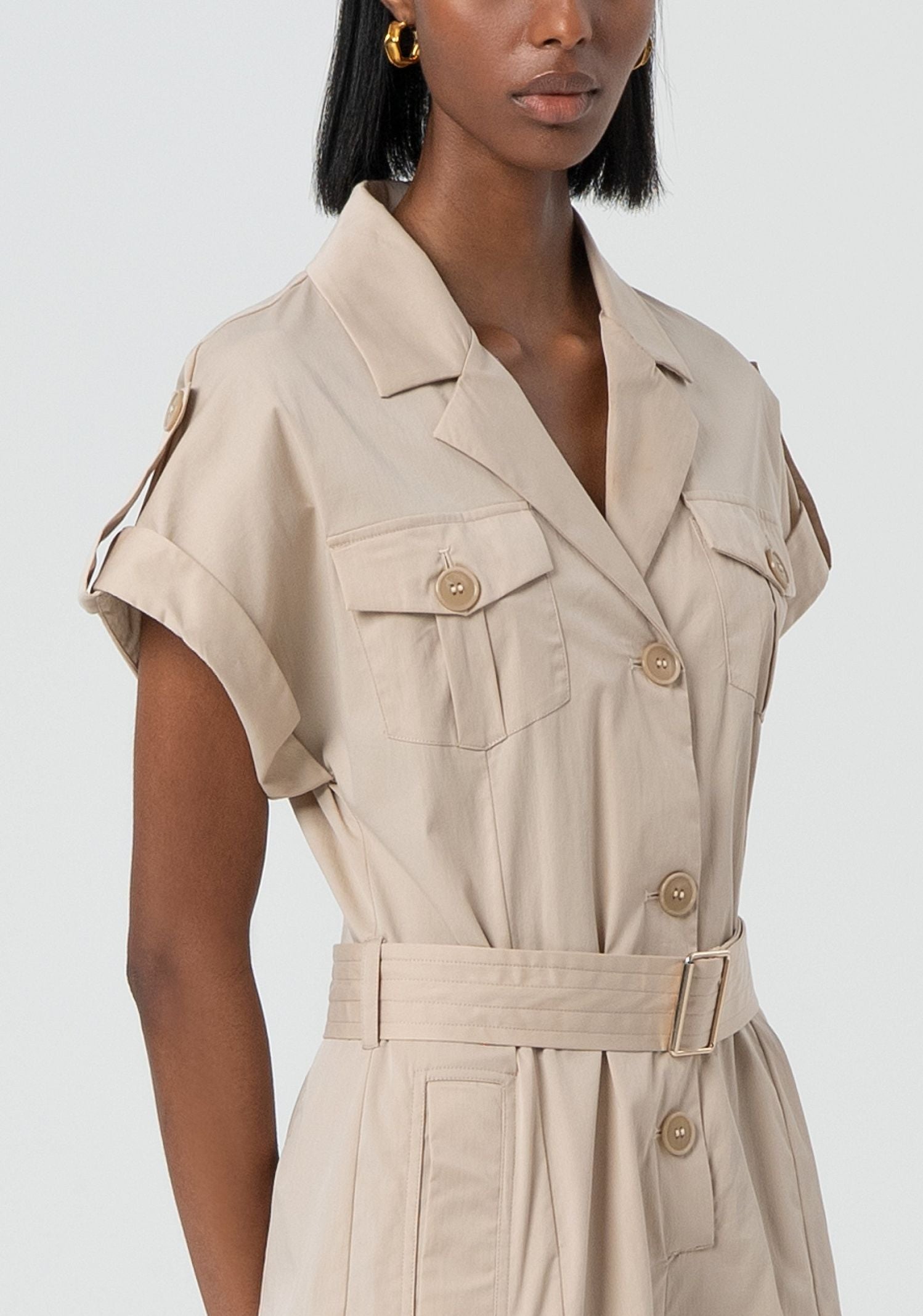 Tuta corta cargo in popeline FR25SO1001W52001 208 FRACOMINA 