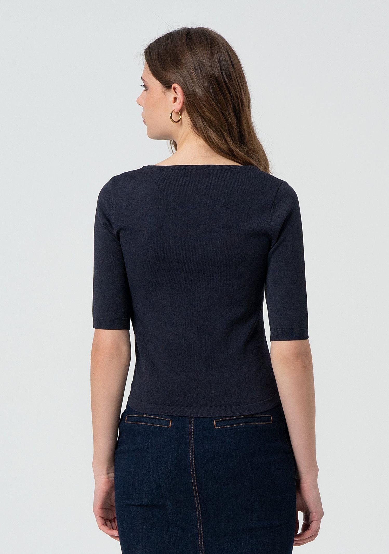 Maglia regular con fiocco laterale FR25ST7002K41601 117 FRACOMINA 