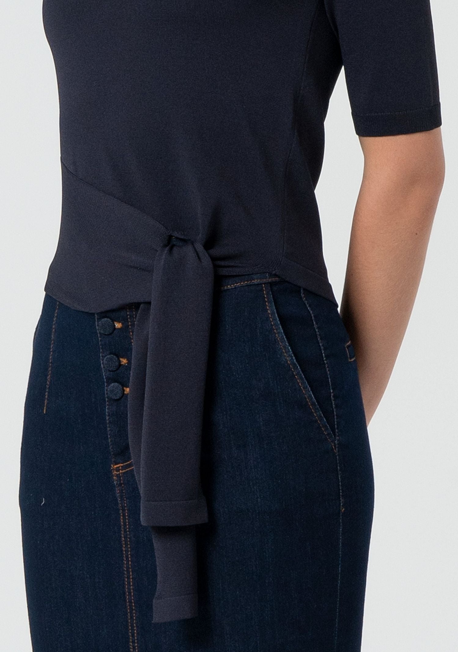Maglia regular con fiocco laterale FR25ST7002K41601 117 FRACOMINA 