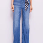 Jeans wide leg con foulard stampato - Gaudi 511BD26009 00 GAUDI' 