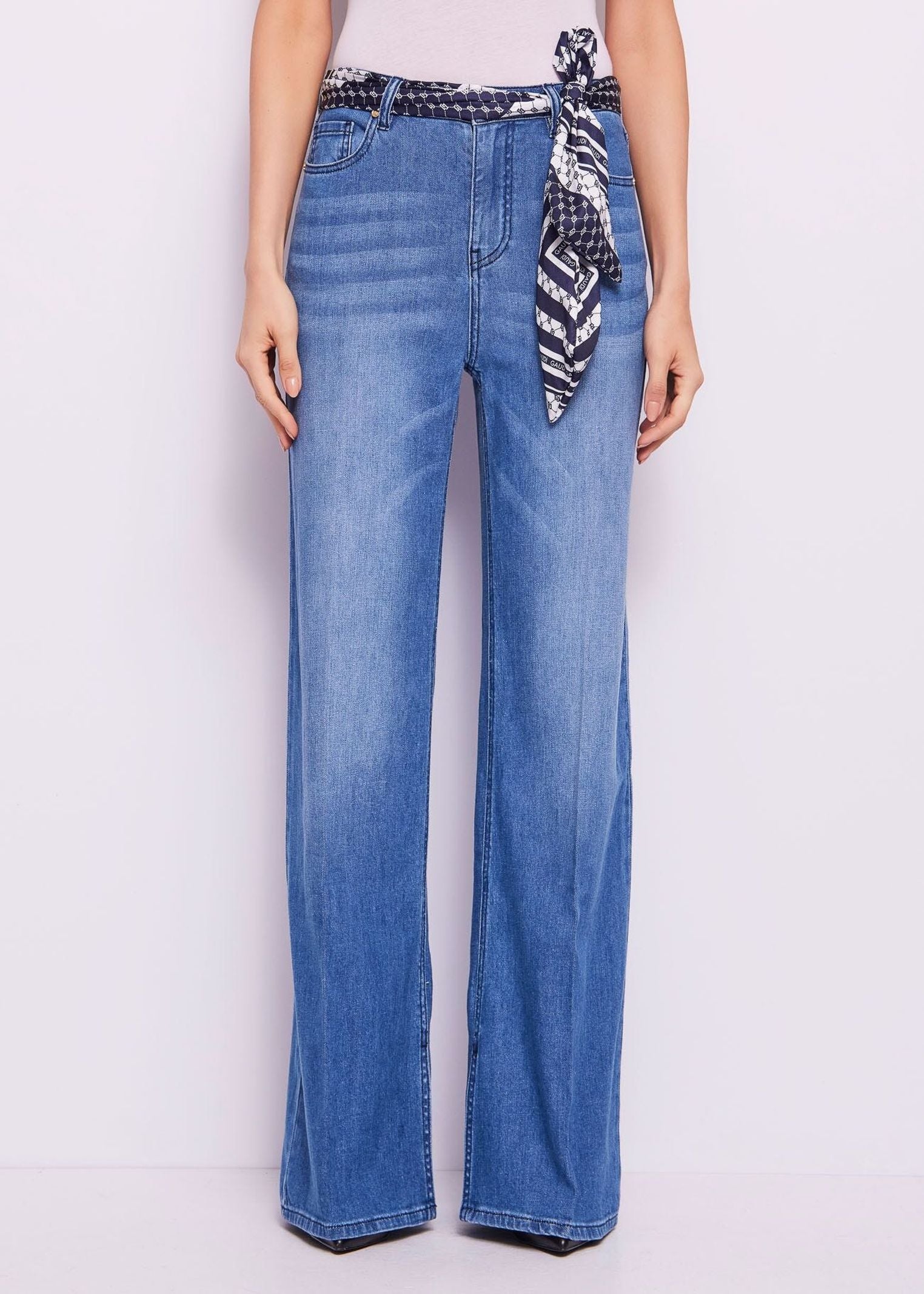 Jeans wide leg con foulard stampato - Gaudi 511BD26009 00 GAUDI' 