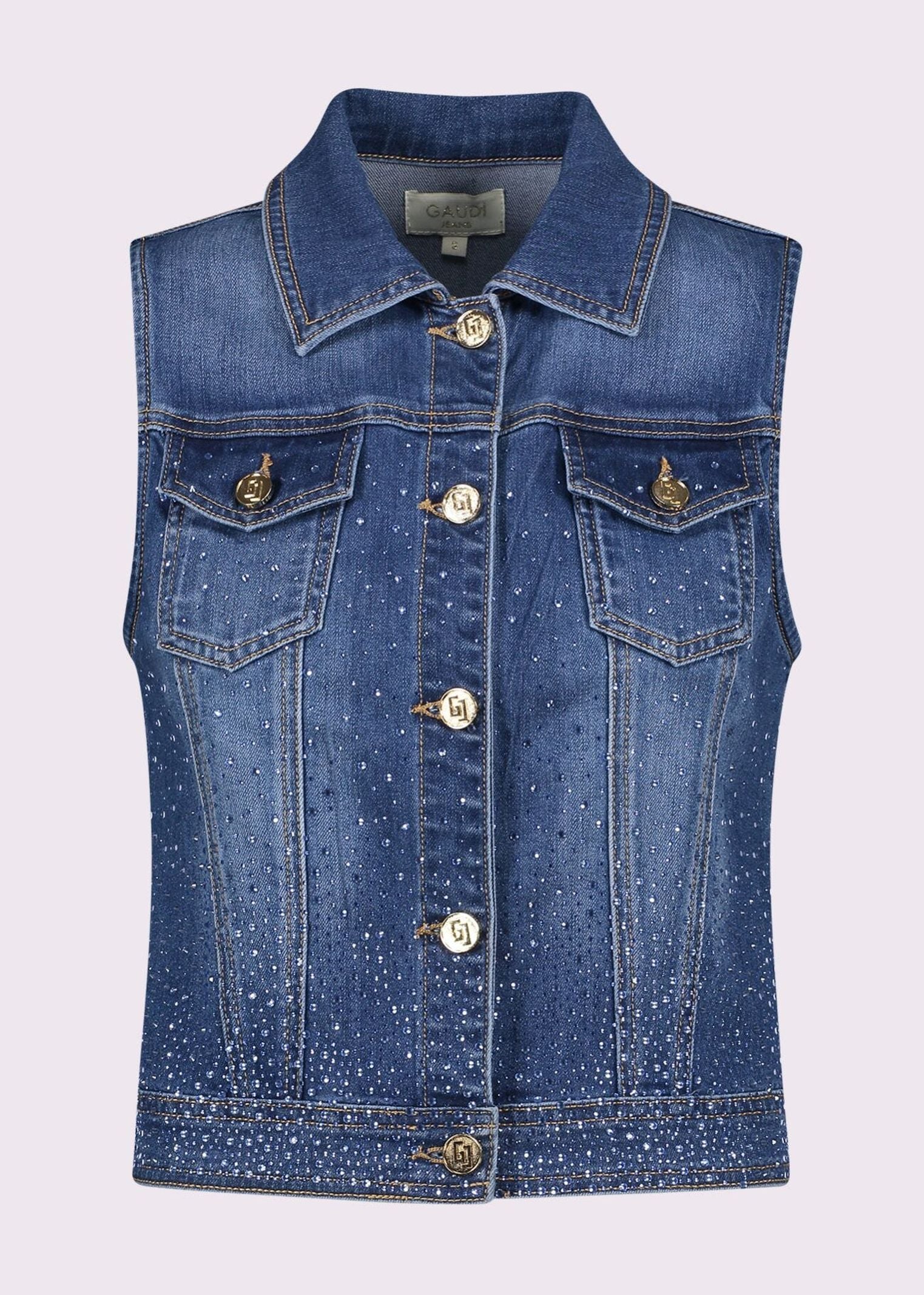 Gilet in denim con strass 511BD36004 00 GAUDI' 