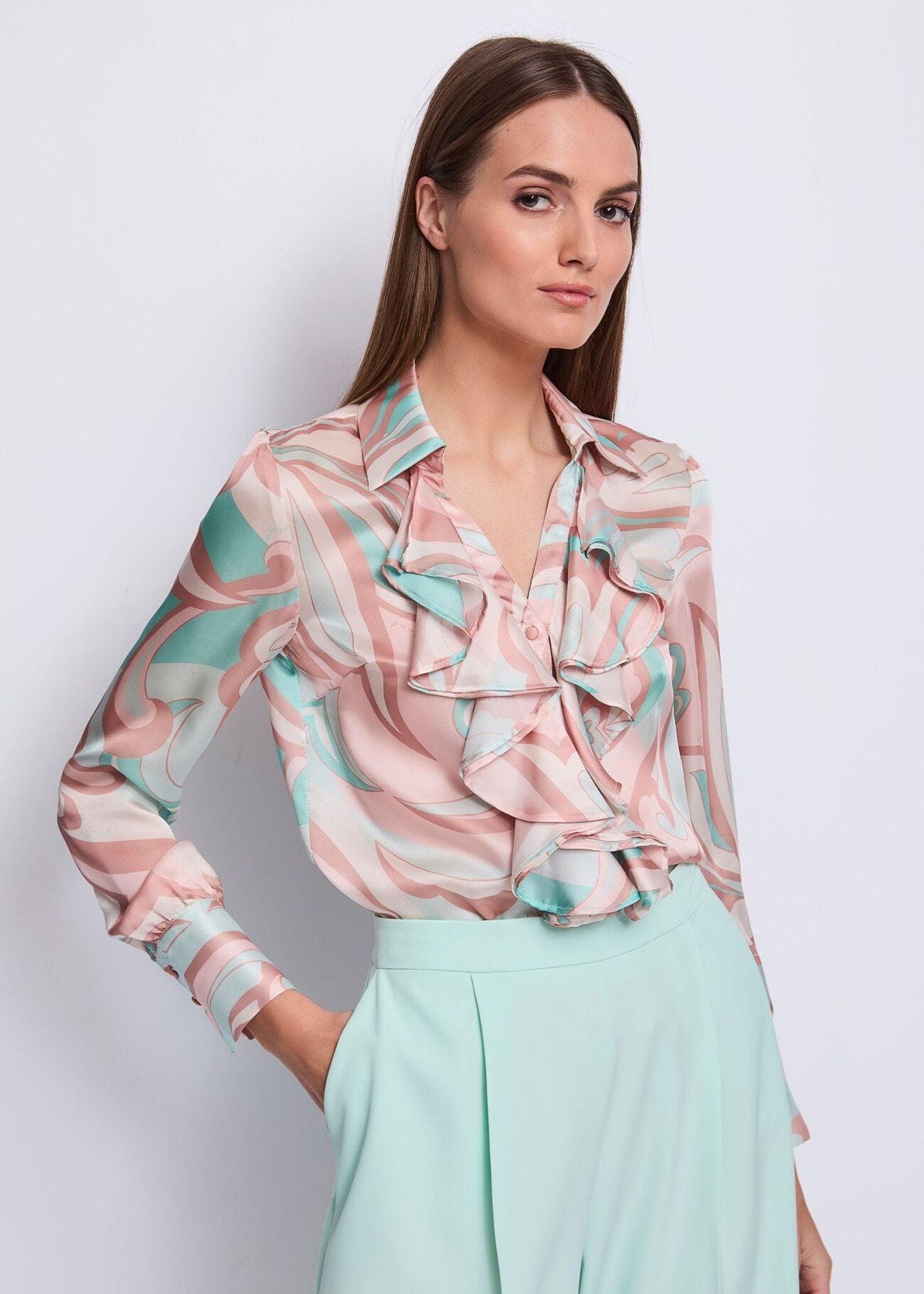 Camicia rouches satinata - Gaudi 511FD45004 51103801 GAUDI' 