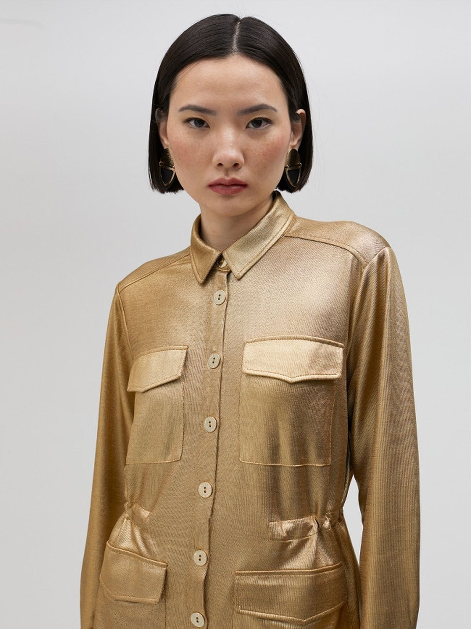 Camicia laminata dorata LS2515018 0M2 LOLA 