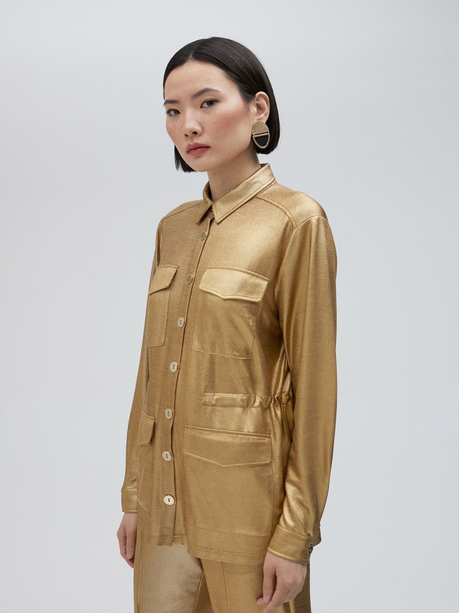 Camicia laminata dorata LS2515018 0M2 LOLA 