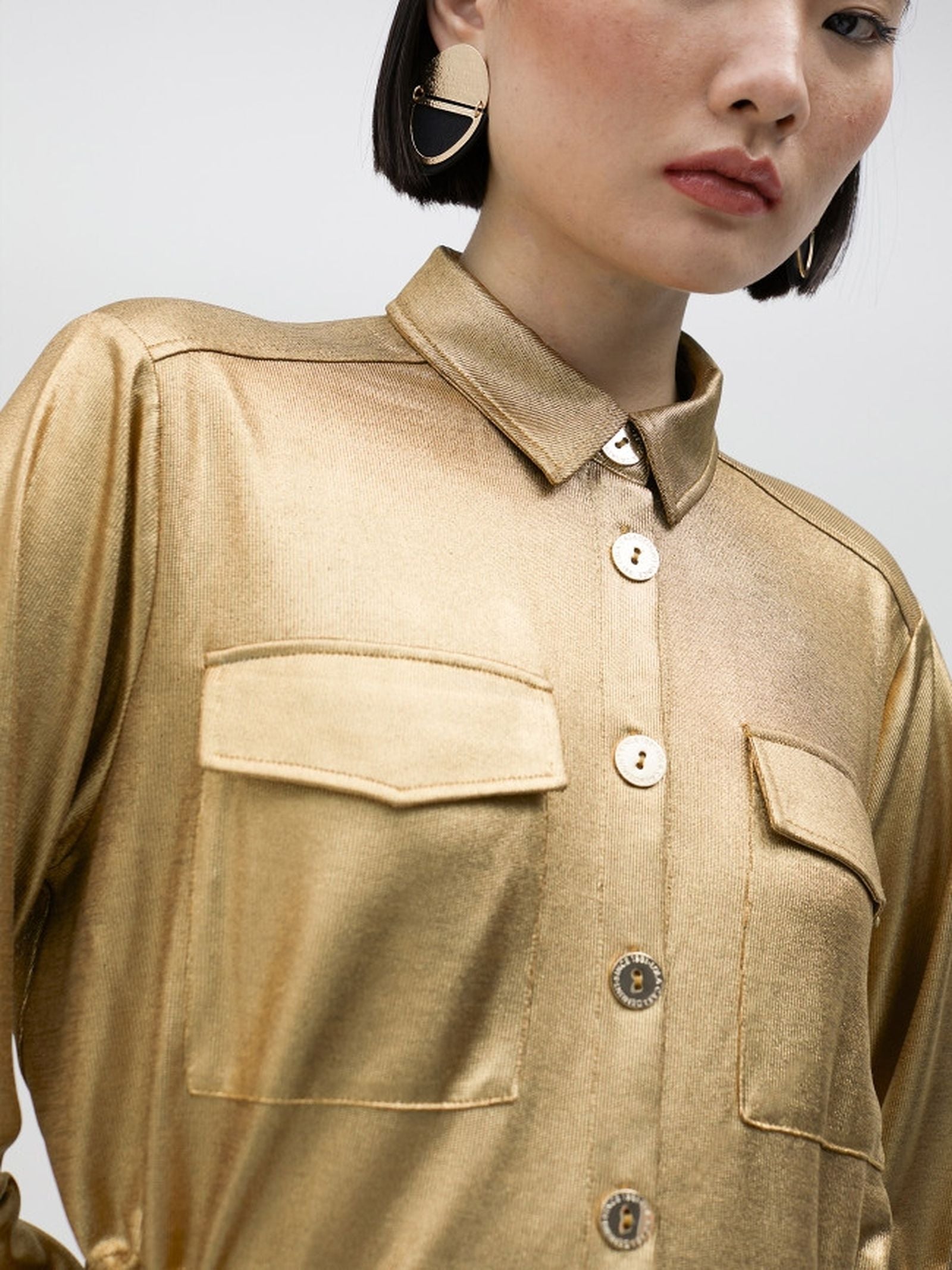 Camicia laminata dorata LS2515018 0M2 LOLA 