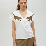 T-shirt strass disegno tigre MS2515018 00B MAITE 