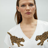 T-shirt strass disegno tigre MS2515018 00B MAITE 