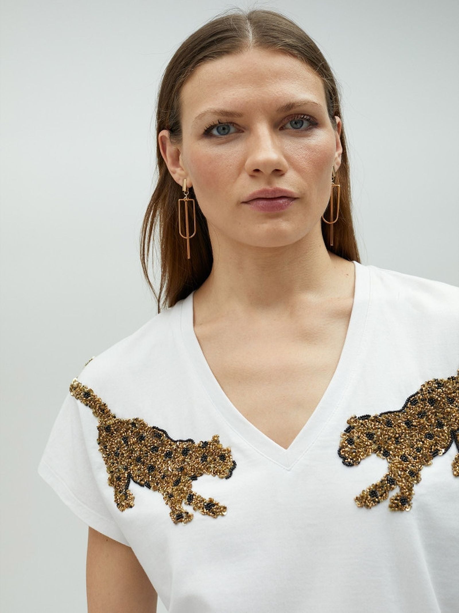 T-shirt strass disegno tigre MS2515018 00B MAITE 