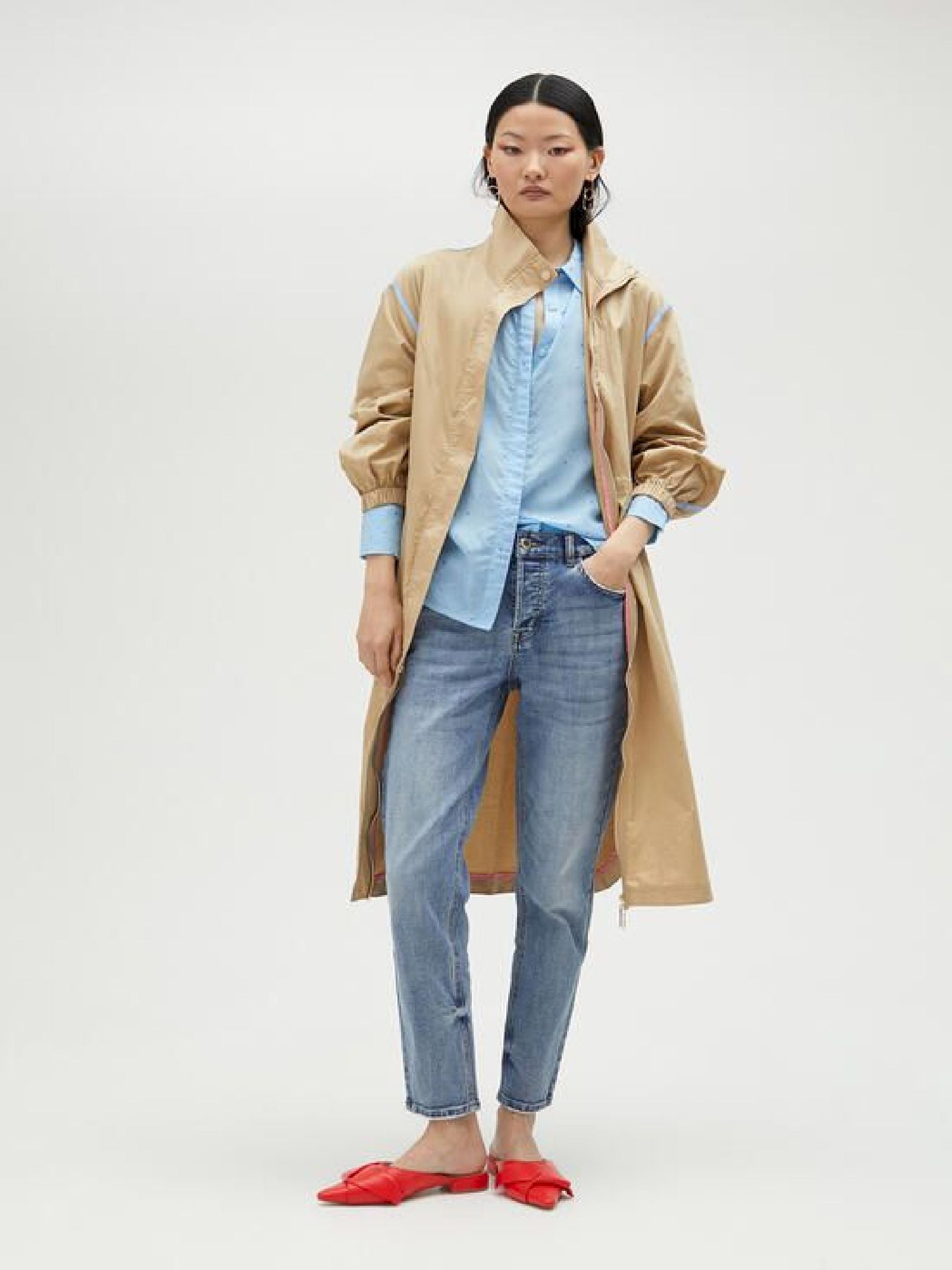 Trench beige con bordini MS2501001 052 MAITE 