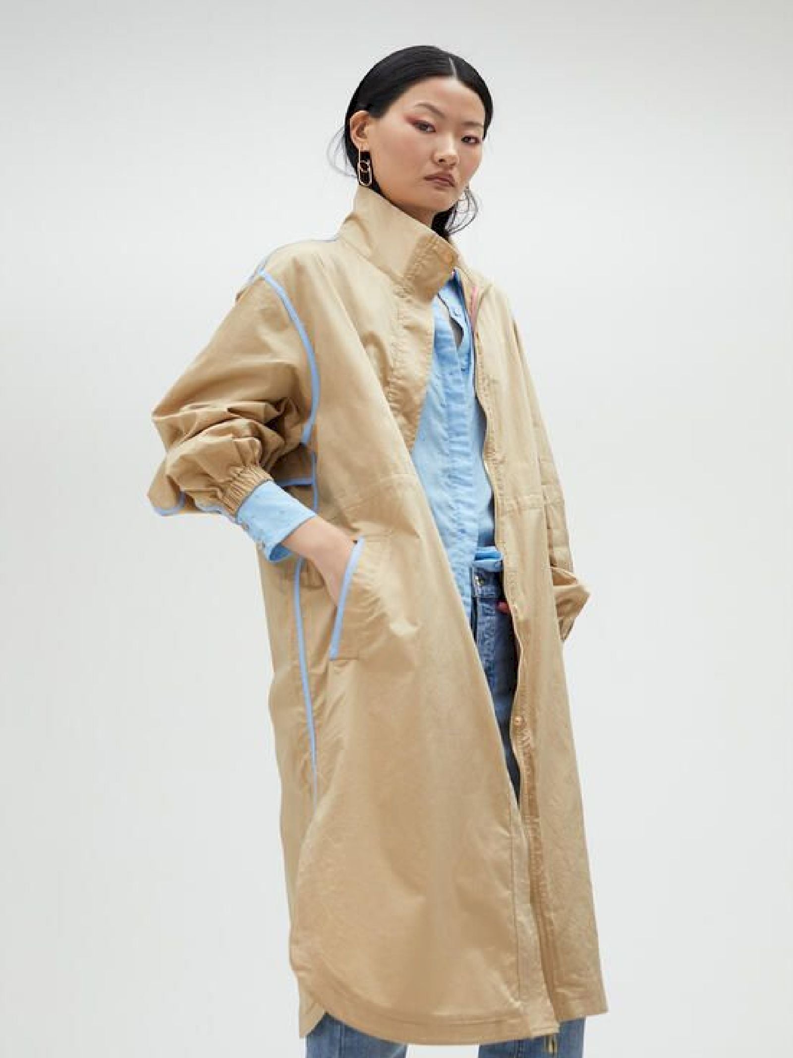 Trench beige con bordini MS2501001 052 MAITE 