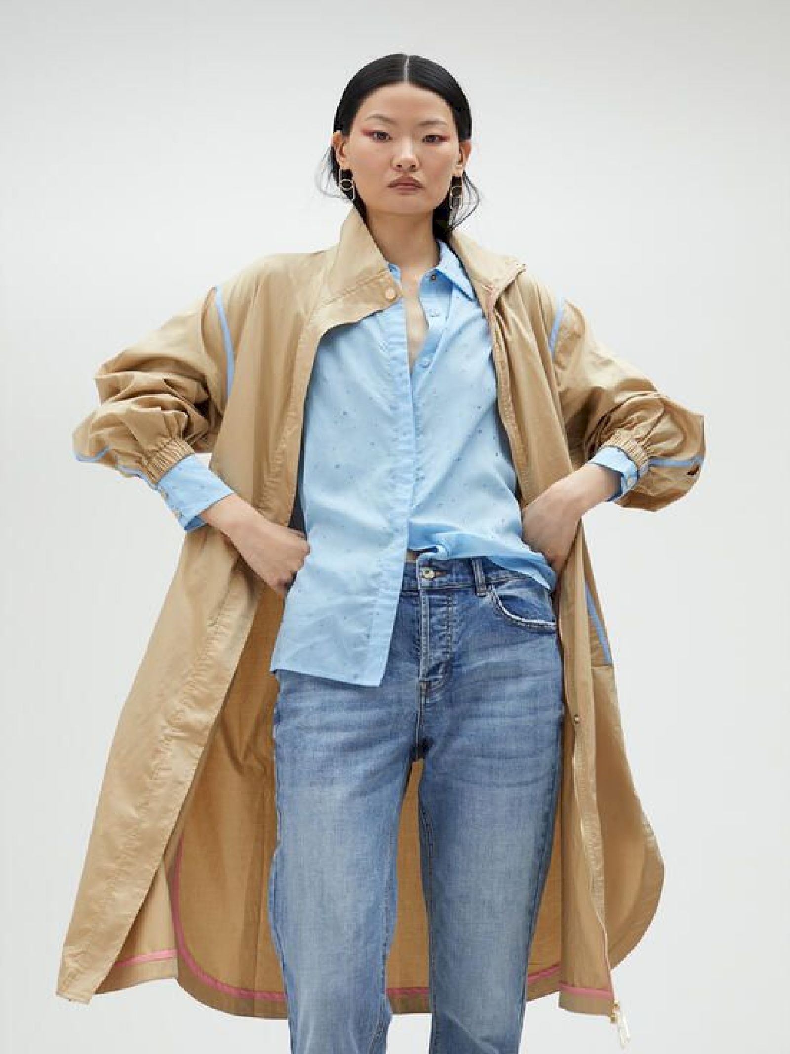 Trench beige con bordini MS2501001 052 MAITE 