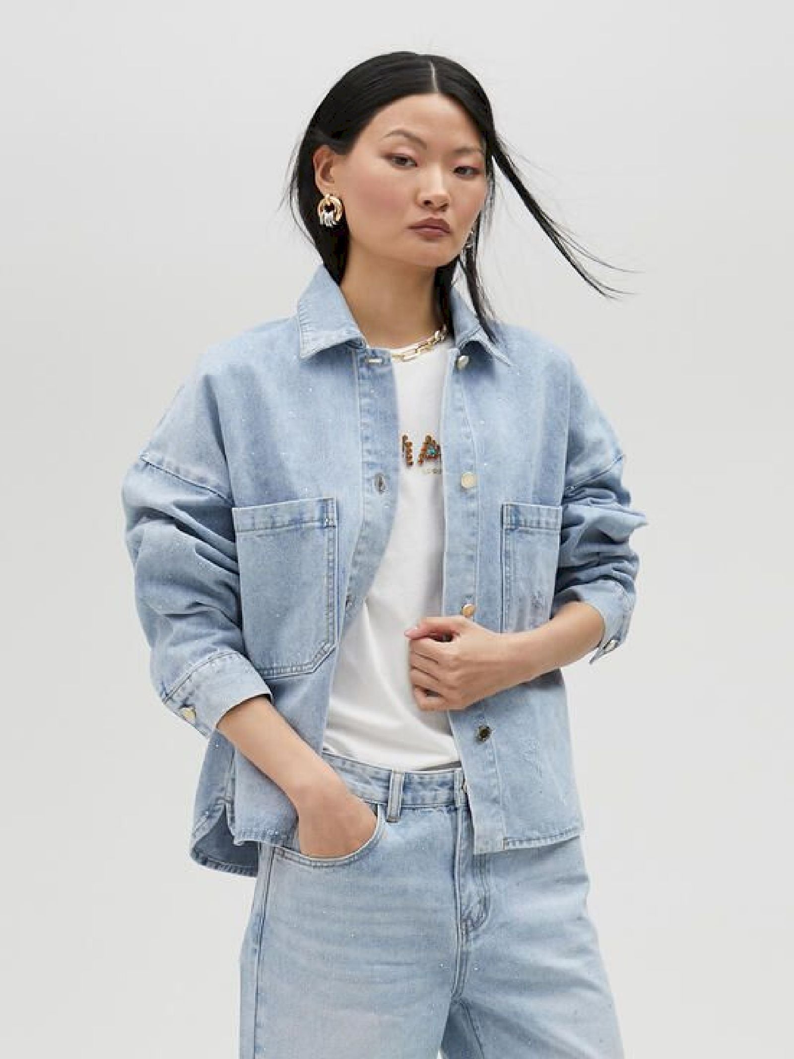 Giacca denim con strass MS2502004 0D0 MAITE 
