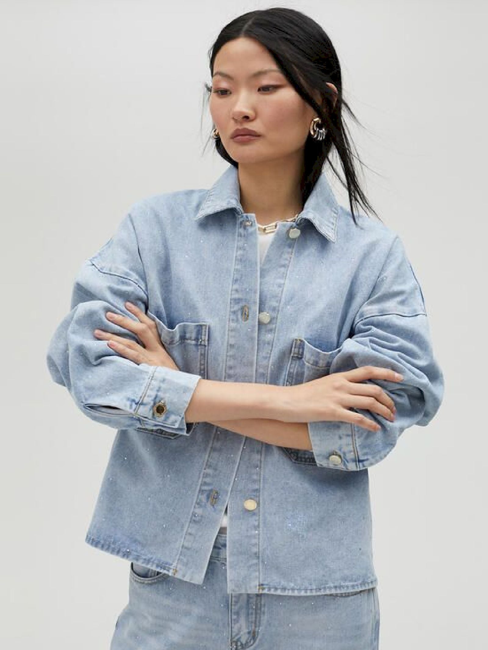 Giacca denim con strass MS2502004 0D0 MAITE 
