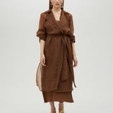 Trench lungo in organza con cintura MS2502018 057 MAITE 