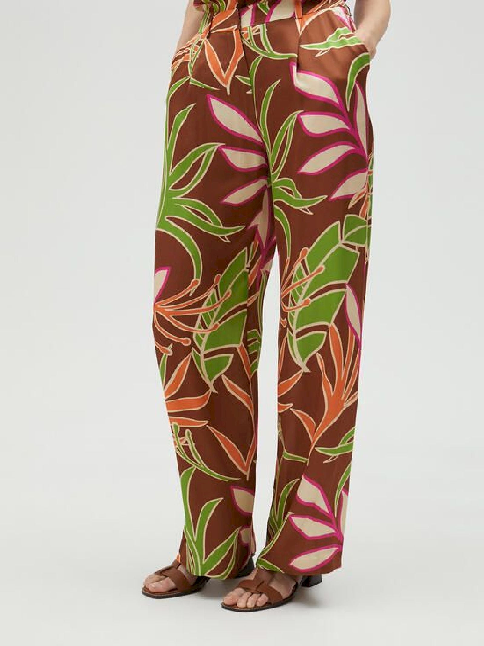 Pantalone morbido stampa foglie MS2514014 256 MAITE 