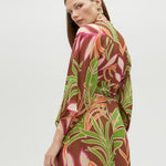 Abito lungo kimono con stampa foglie MS2516021 256 MAITE 