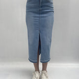 Gonna in denim con spacco davanti 123601JC807 DENIM OFELIA 