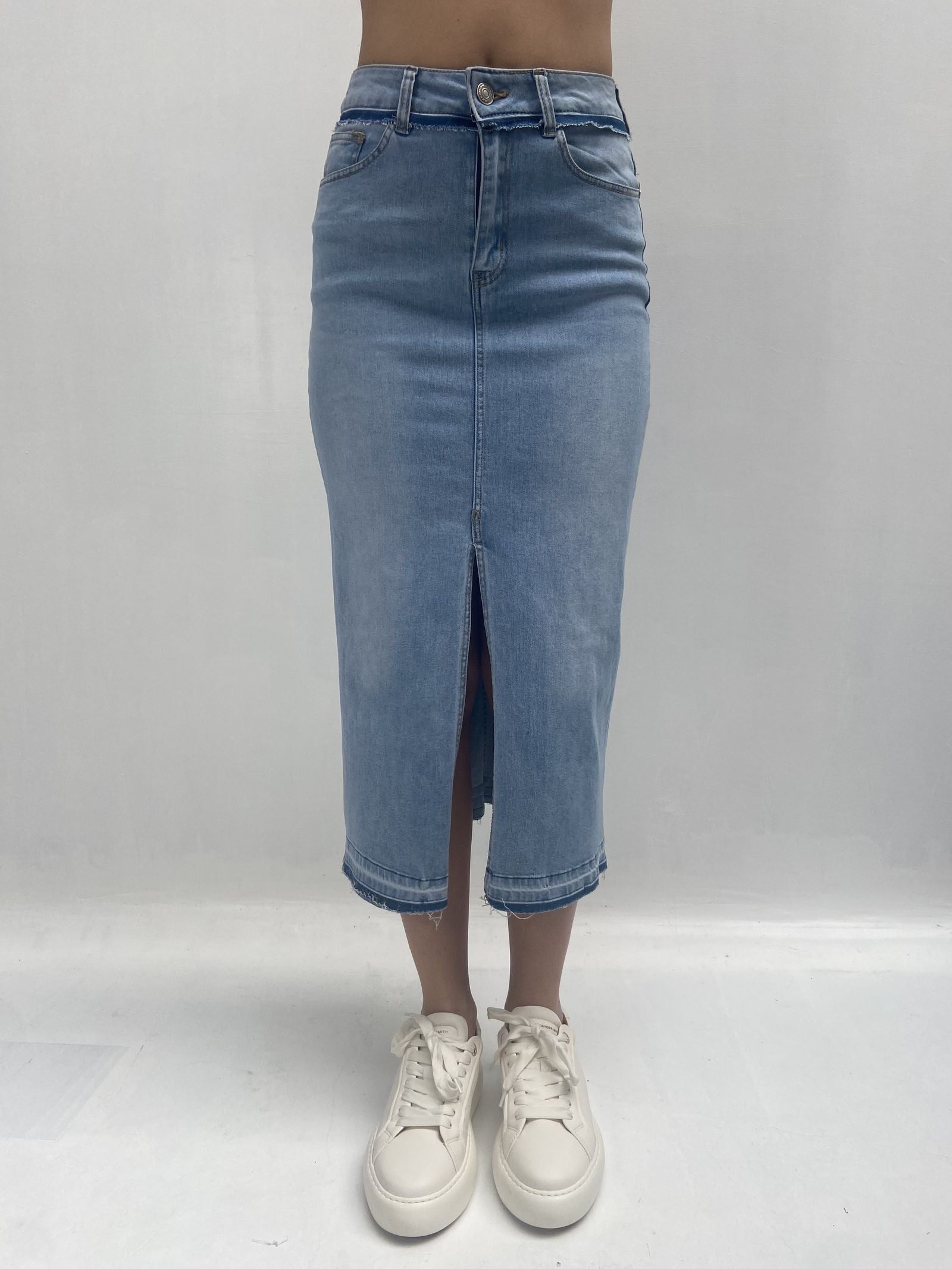 Gonna in denim con spacco davanti 123601JC807 DENIM OFELIA 