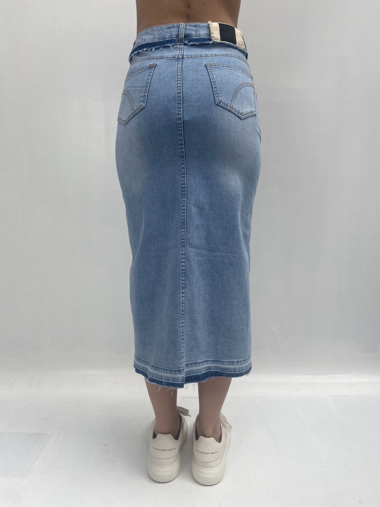 Gonna in denim con spacco davanti 123601JC807 DENIM OFELIA 