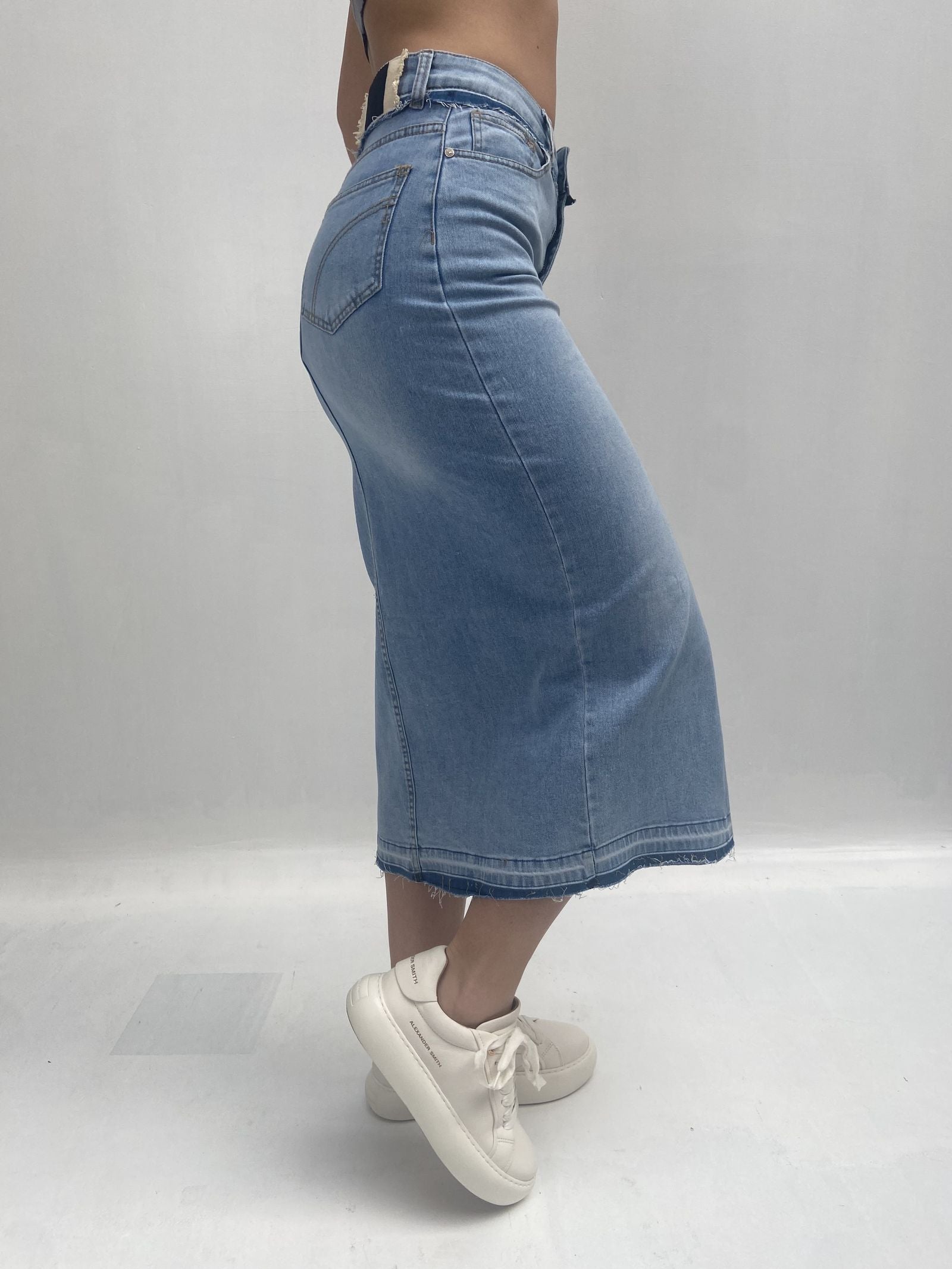 Gonna in denim con spacco davanti 123601JC807 DENIM OFELIA 