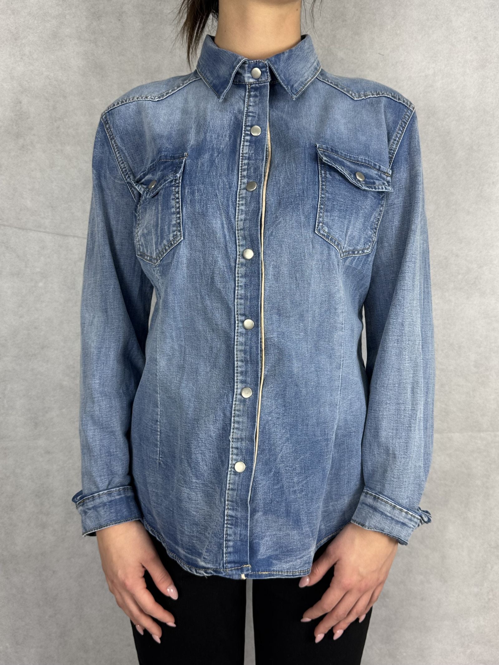 Camicia denim lavaggio chiaro 220102JC710 DENIM OFELIA 