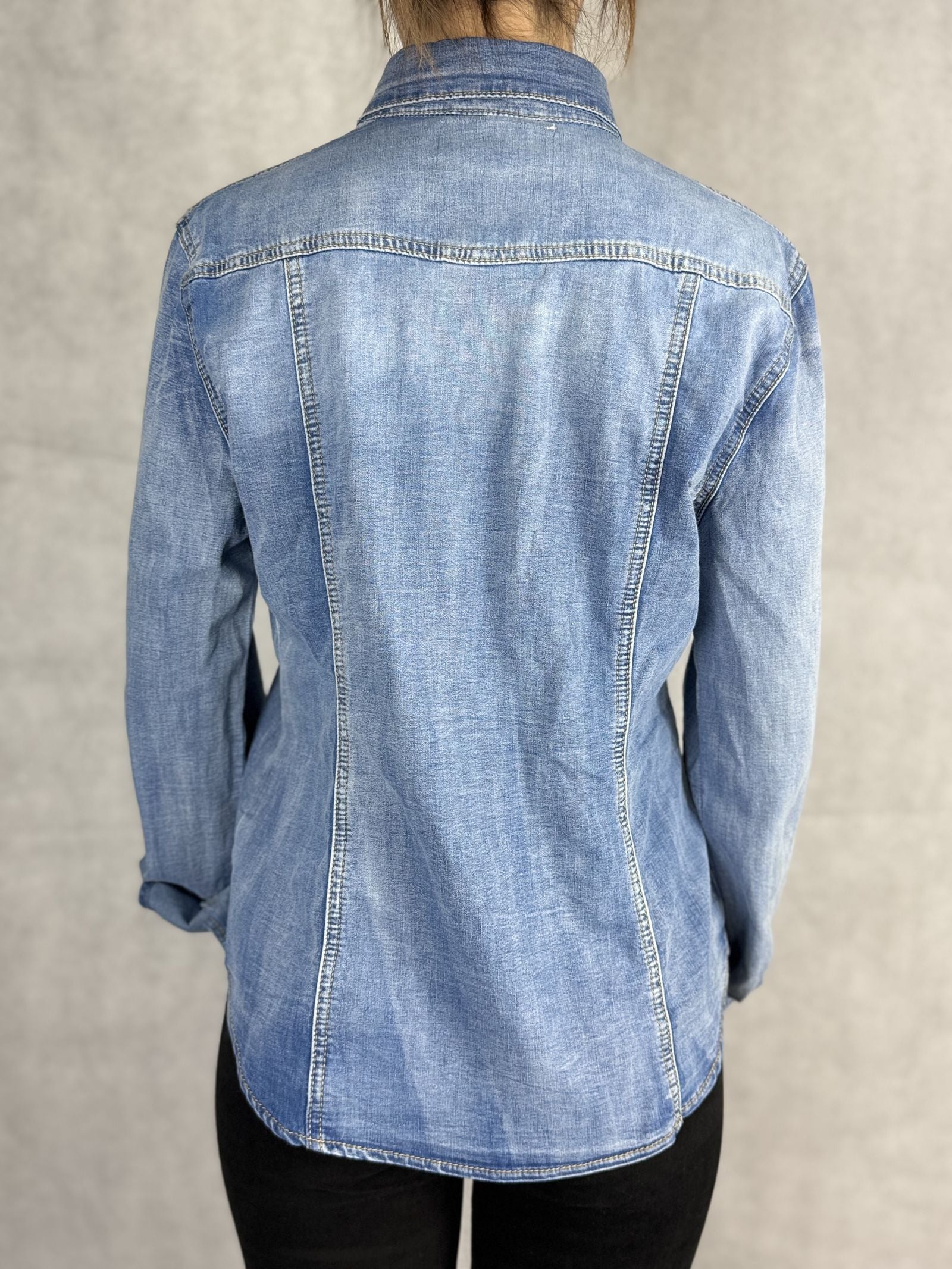 Camicia denim lavaggio chiaro 220102JC710 DENIM OFELIA 
