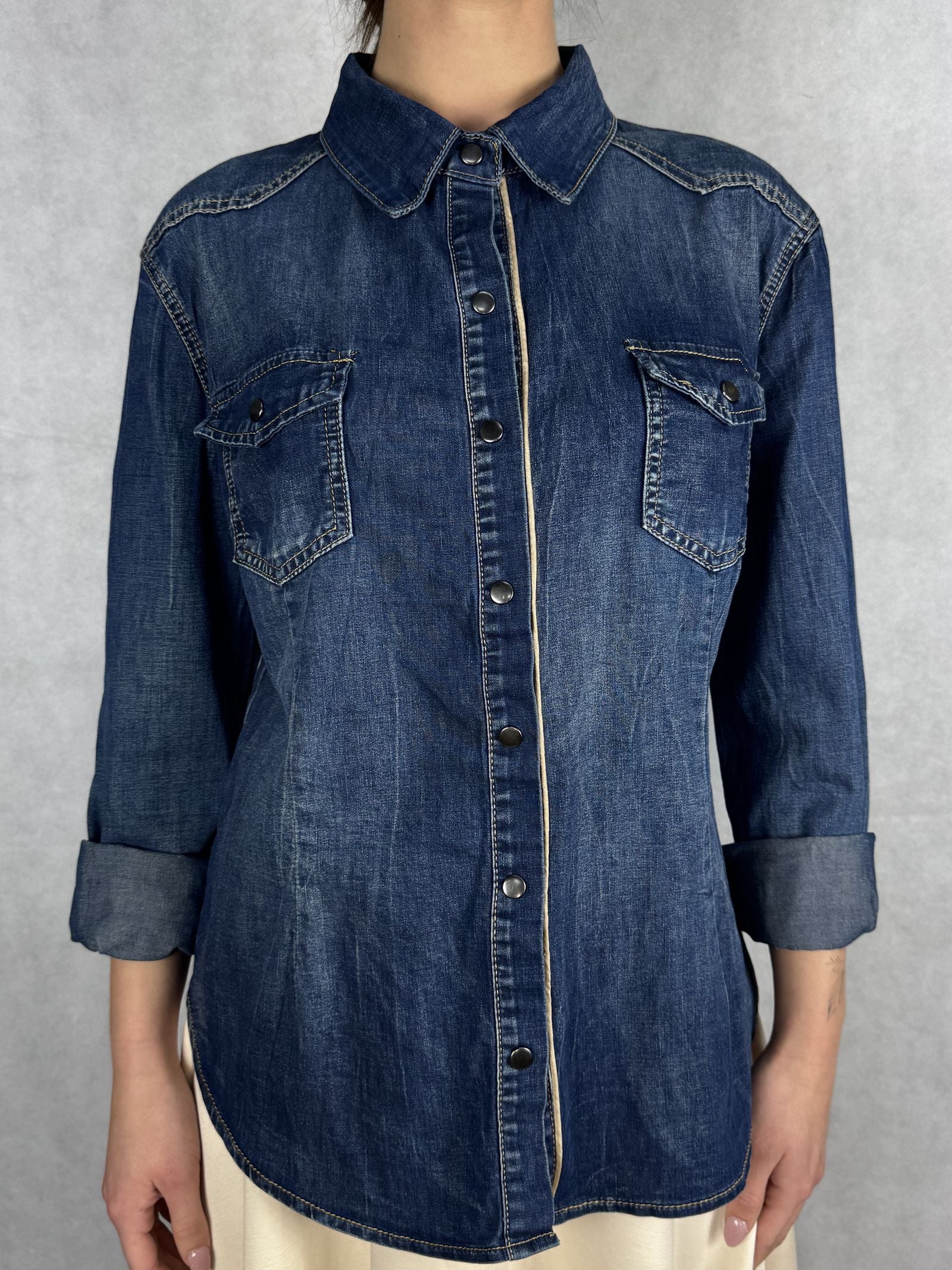 Camicia denim lavaggio scuro 220102JC760 DENIM OFELIA 