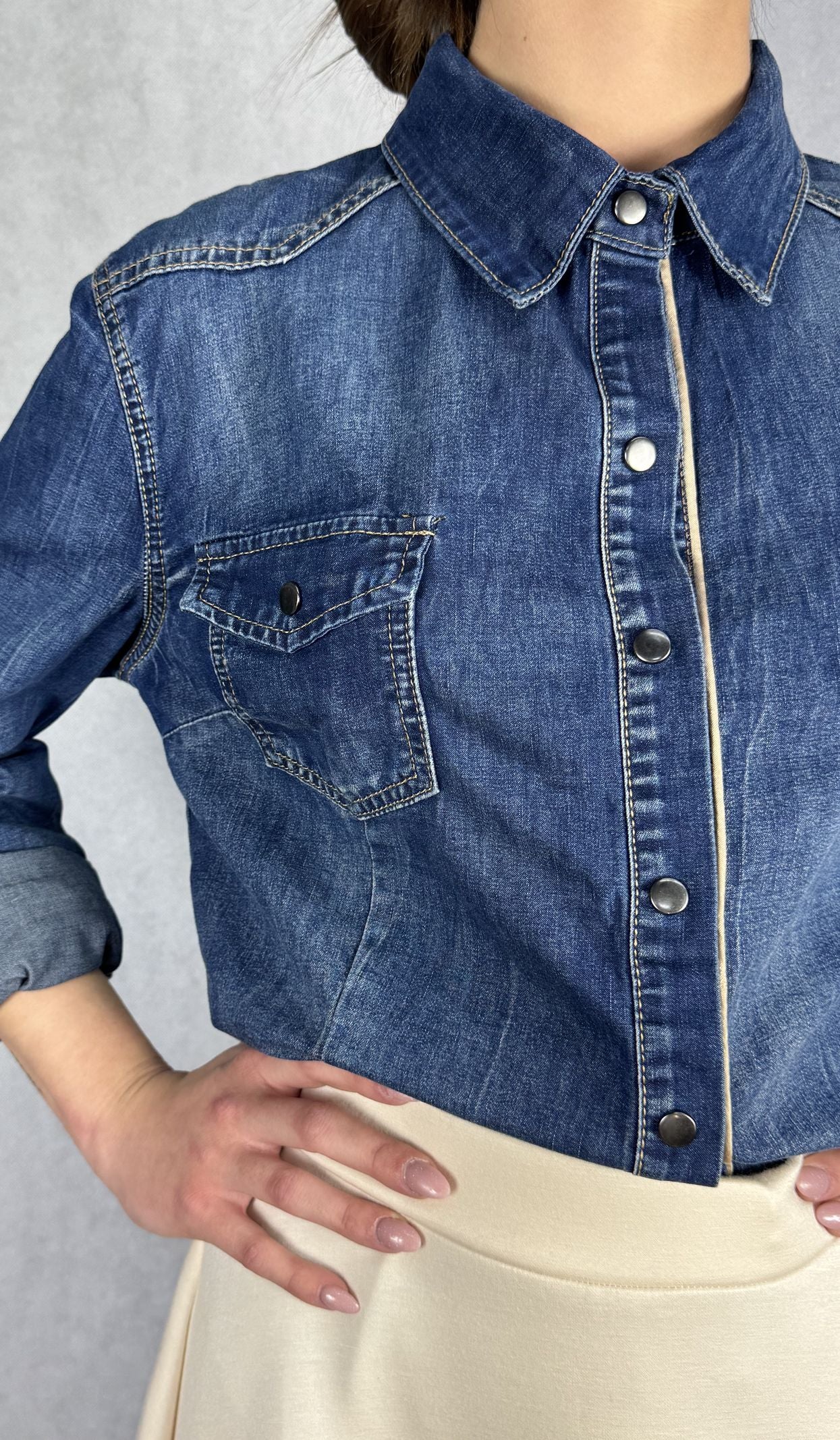 Camicia denim lavaggio scuro 220102JC760 DENIM OFELIA 