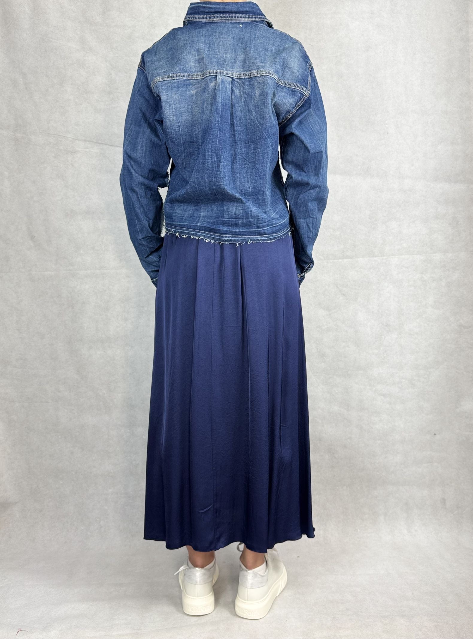 Camicia corta in denim medio scuro 224101JC768 DENIM OFELIA 