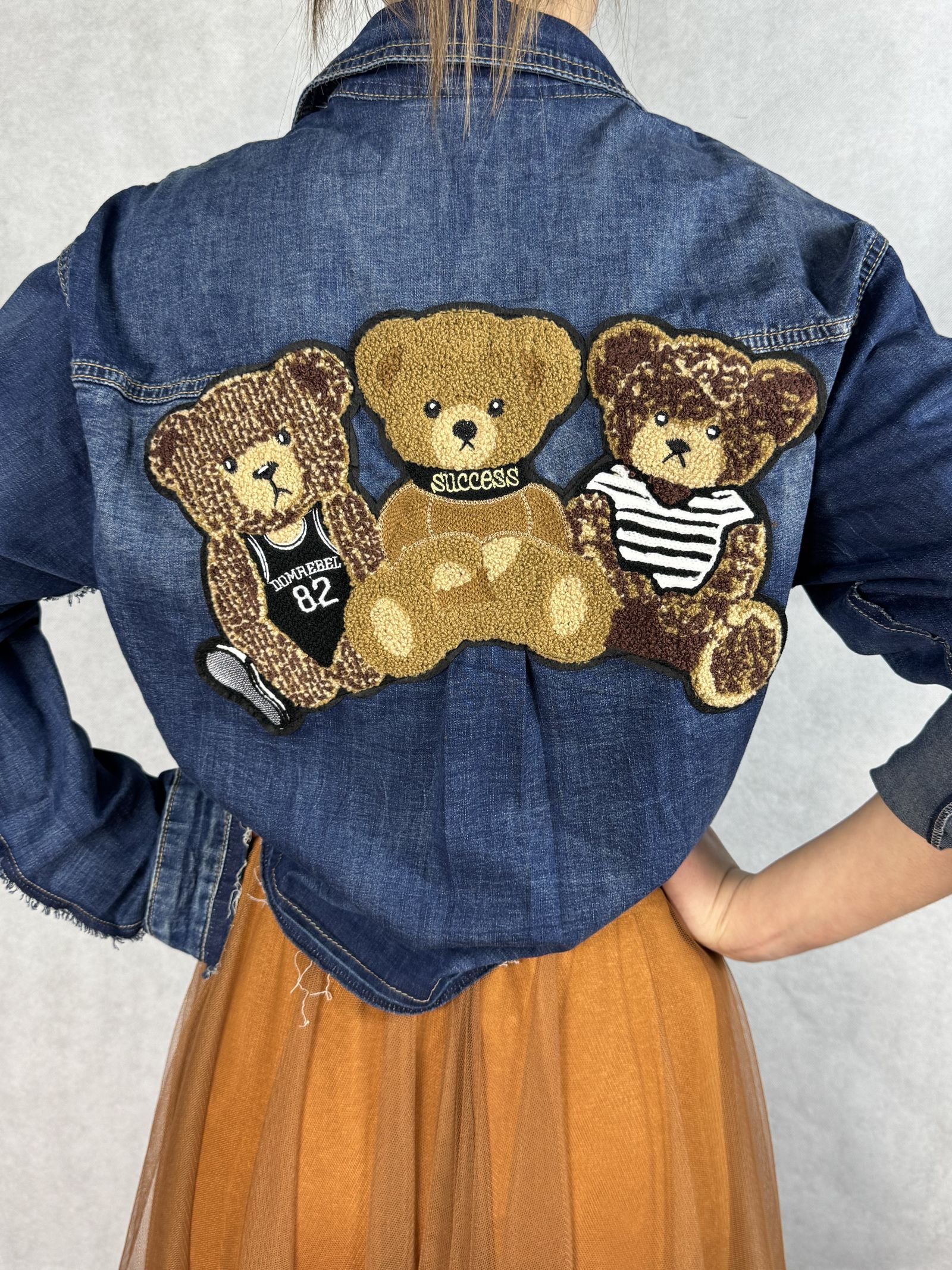 Camicia corta in denim con orsetti 224101JC768ORSETTO DENIM OFELIA 